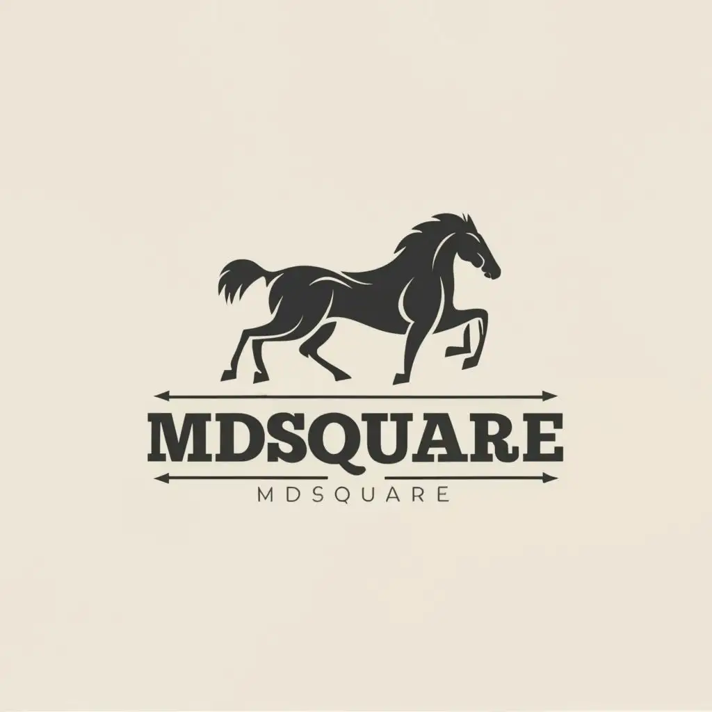 logo, Horse, with the text "MDSquare", typography, be used in Retail industry
