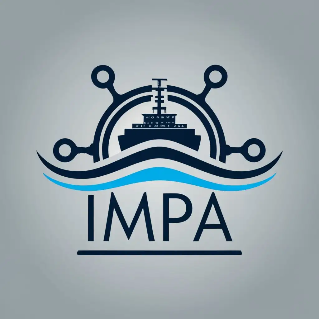 logo, ship provision maritime marine combine with logo name, with the text "impa", typography