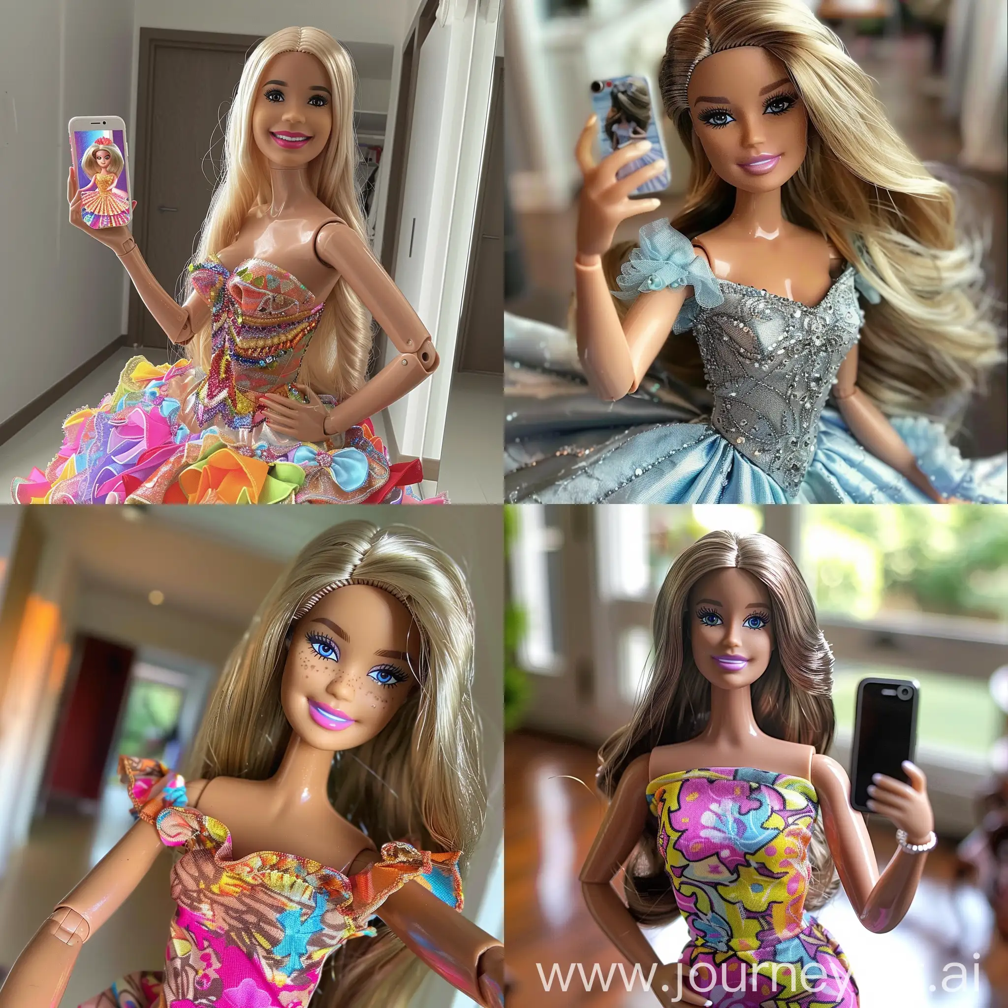 Selfie girl with barbie dress