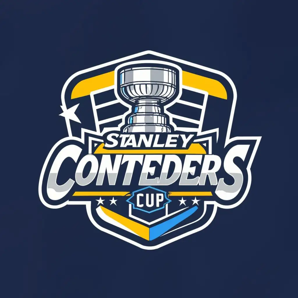 logo, we want the Stanley Cup logo without the word Stanley and colours yellow and blue, with the text "Cup Contenders", typography, be used in Sports Fitness industry