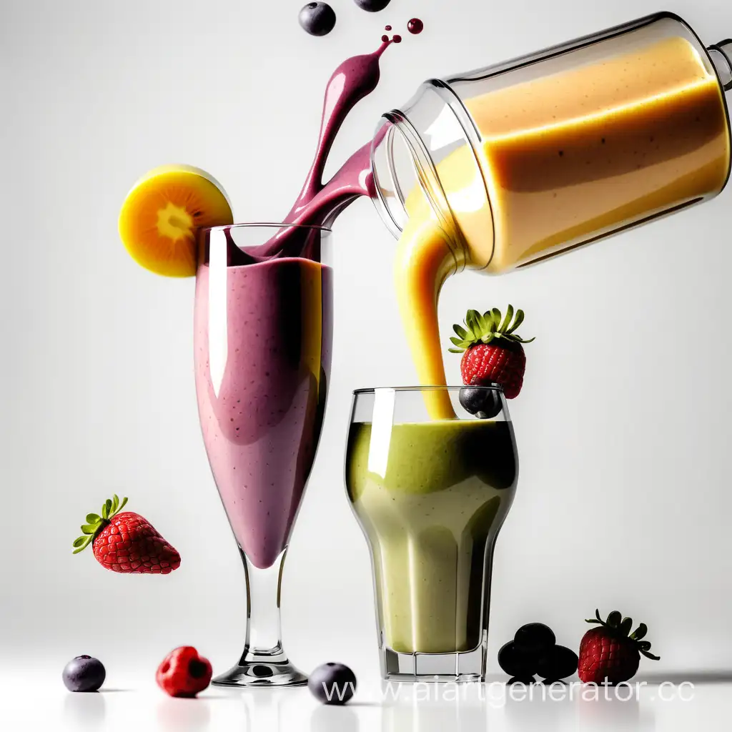 Refreshing-Fruit-Smoothie-Pouring-from-Glass-on-Clean-White-Background