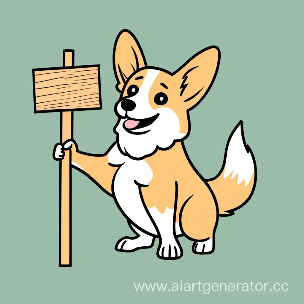 Cute-Corgi-Dog-Holding-Wooden-Sign