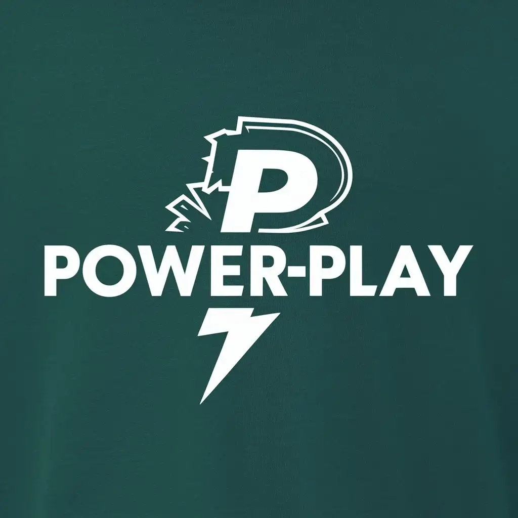 logo, a dollar with a letter p and a lightning bolt, with the text "PowerPlay", typography