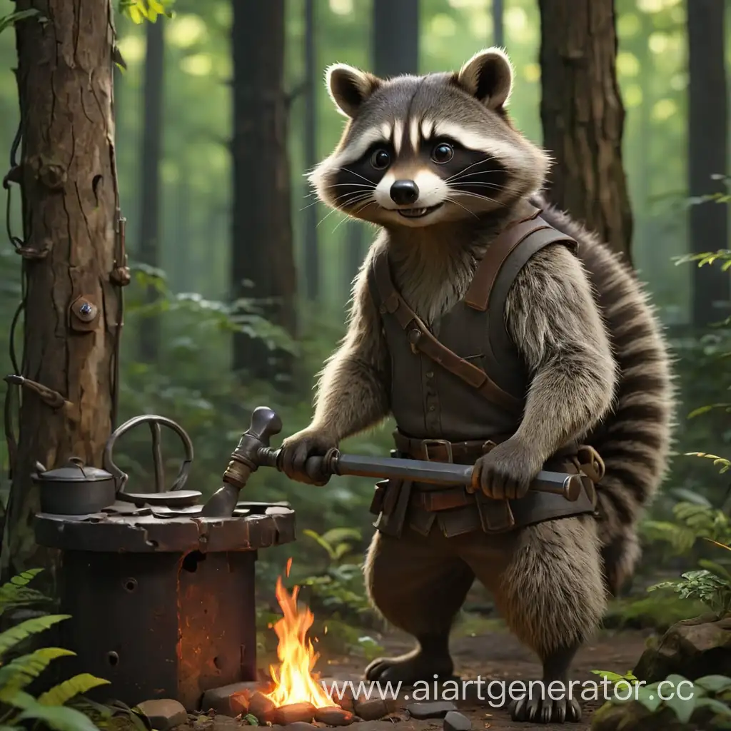 Forest-Blacksmith-Raccoon-Crafting-Metal-Works