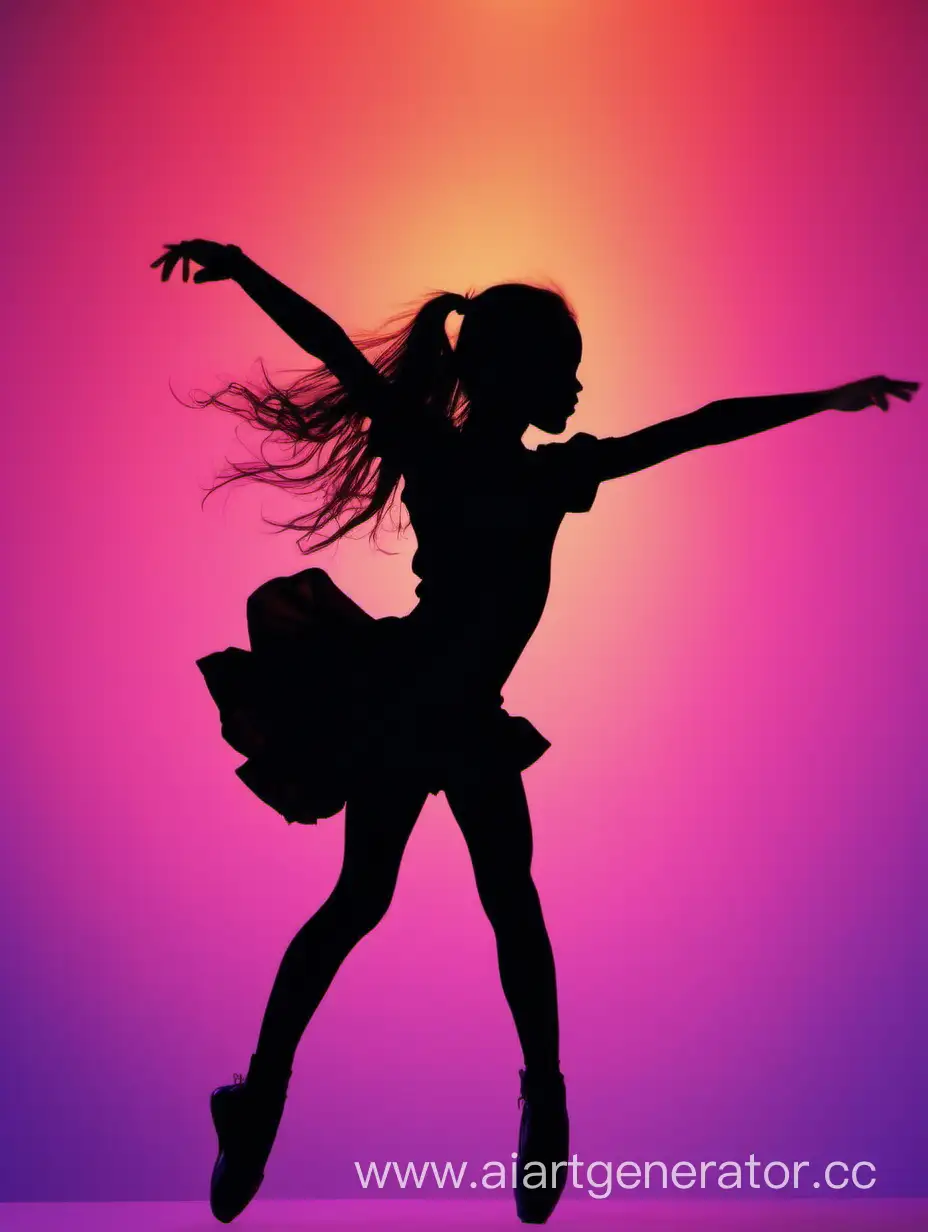 девушка танцует на светлом фоне, силуэт