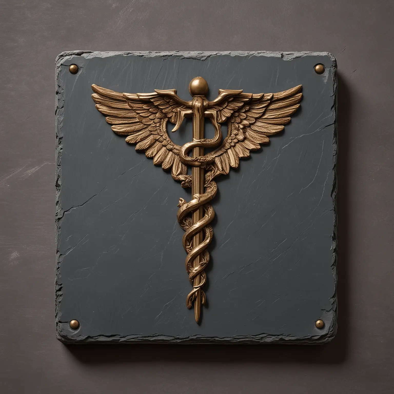 Caduceus Symbol on Slate Background Medical Emblem Illustration