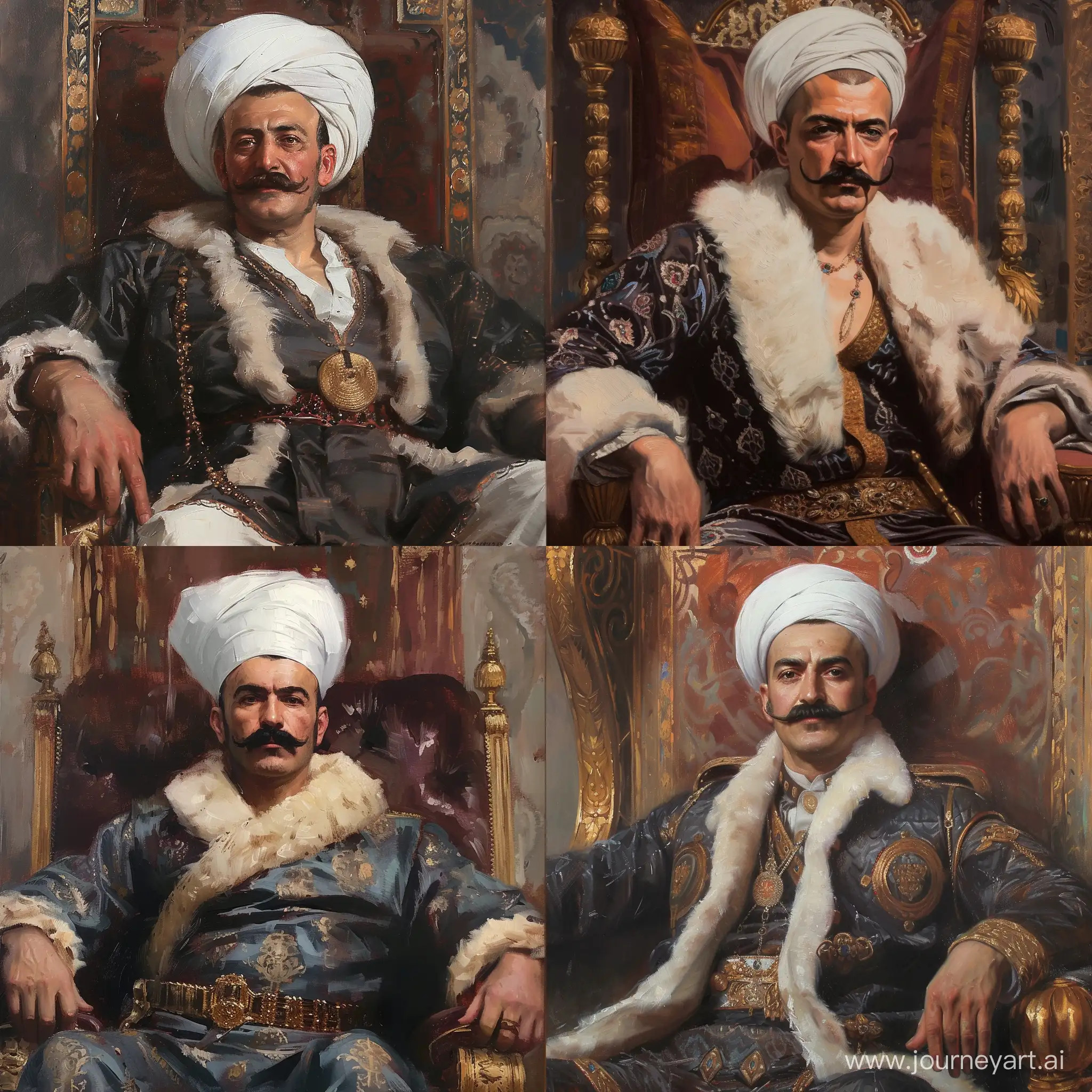 Luxurious-Ottoman-Sultan-Selim-I-on-Throne-in-Palace
