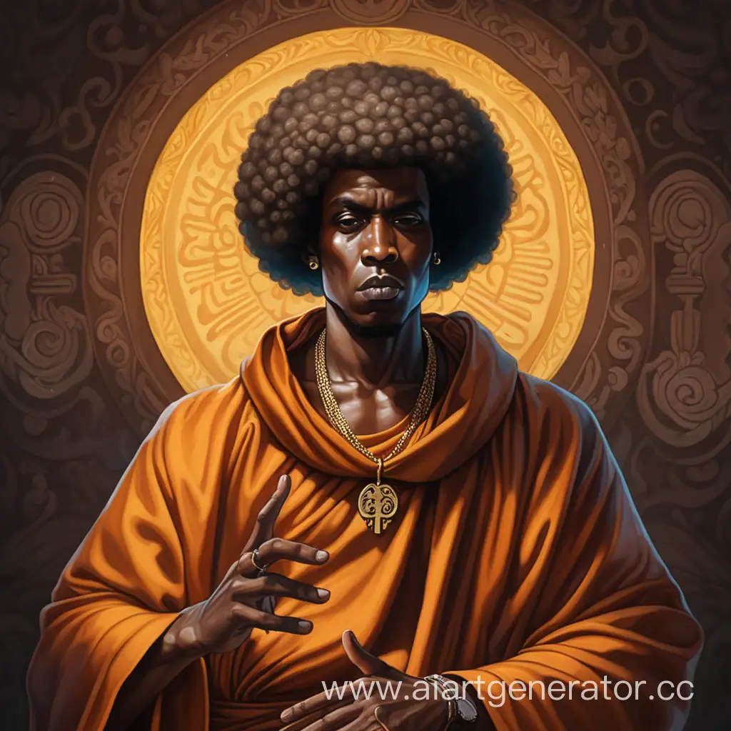 темнокожий монах рэпер с афрой
