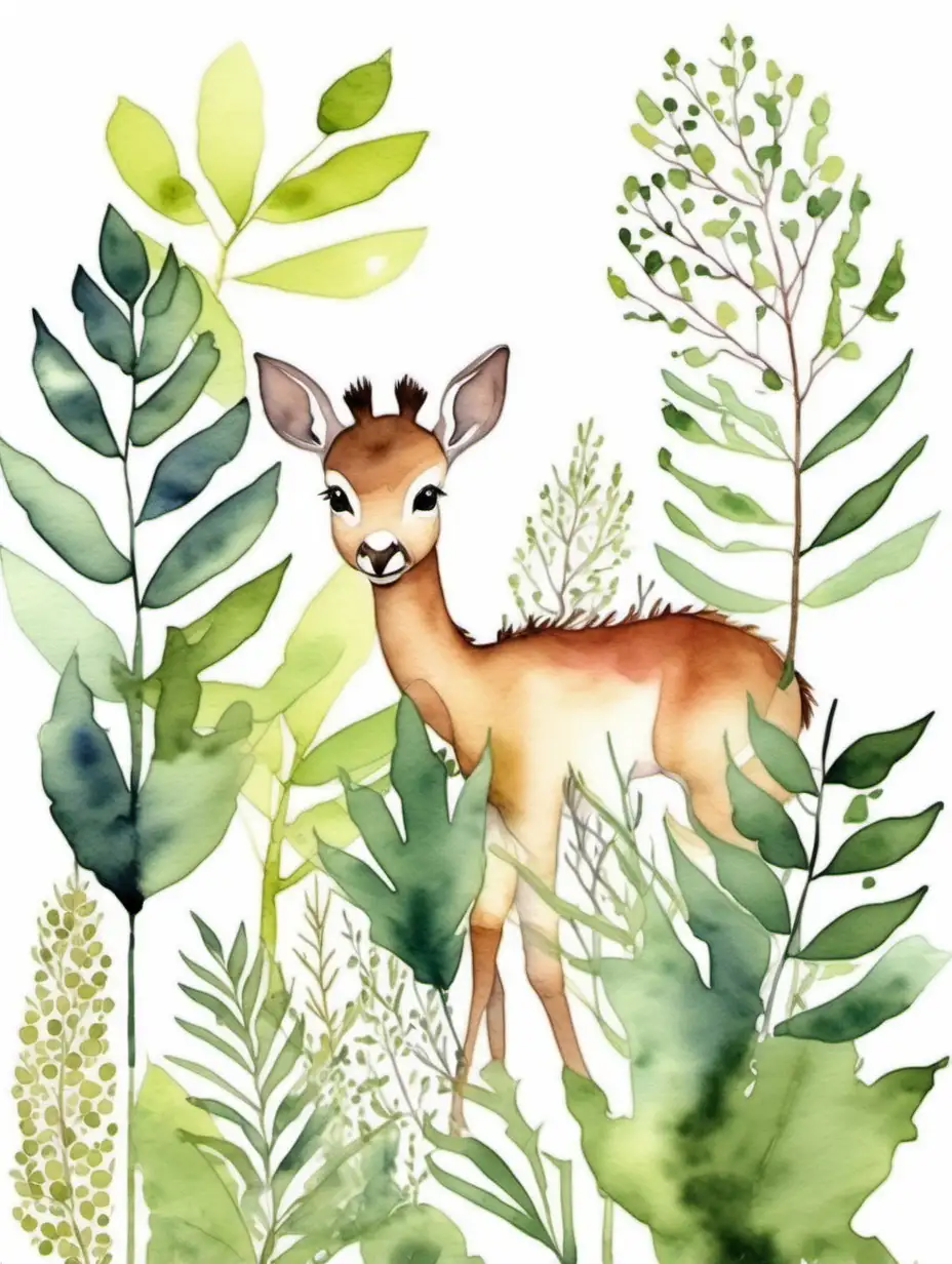 Whimsical Watercolor Nature Poster for Babys Nursery