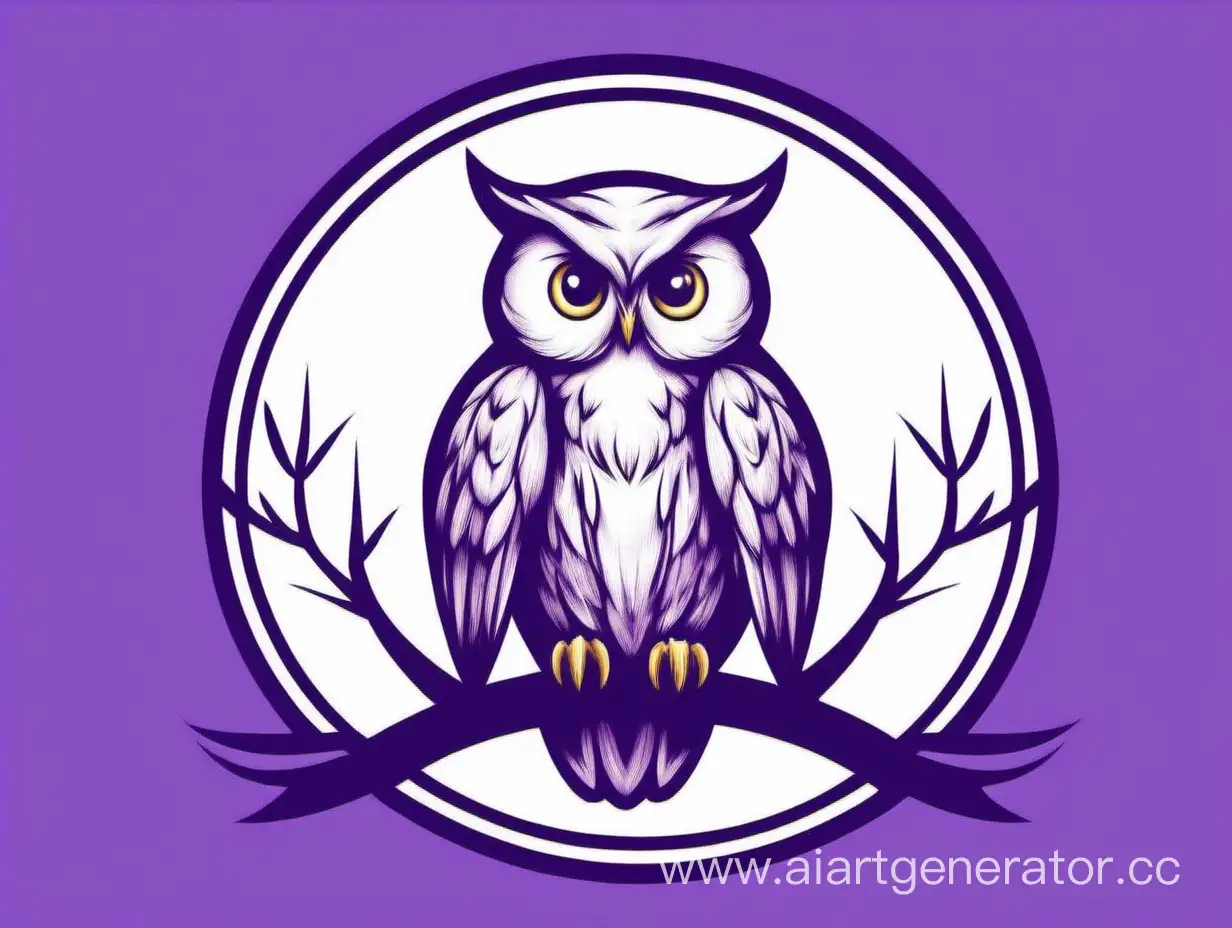 Majestic-White-Owl-Against-a-Vibrant-Purple-Sky