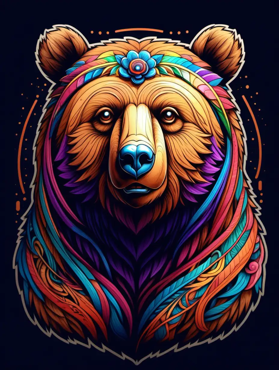 Vibrant Detailed Bear Art HighDetail Vivid Color Bear Illustration