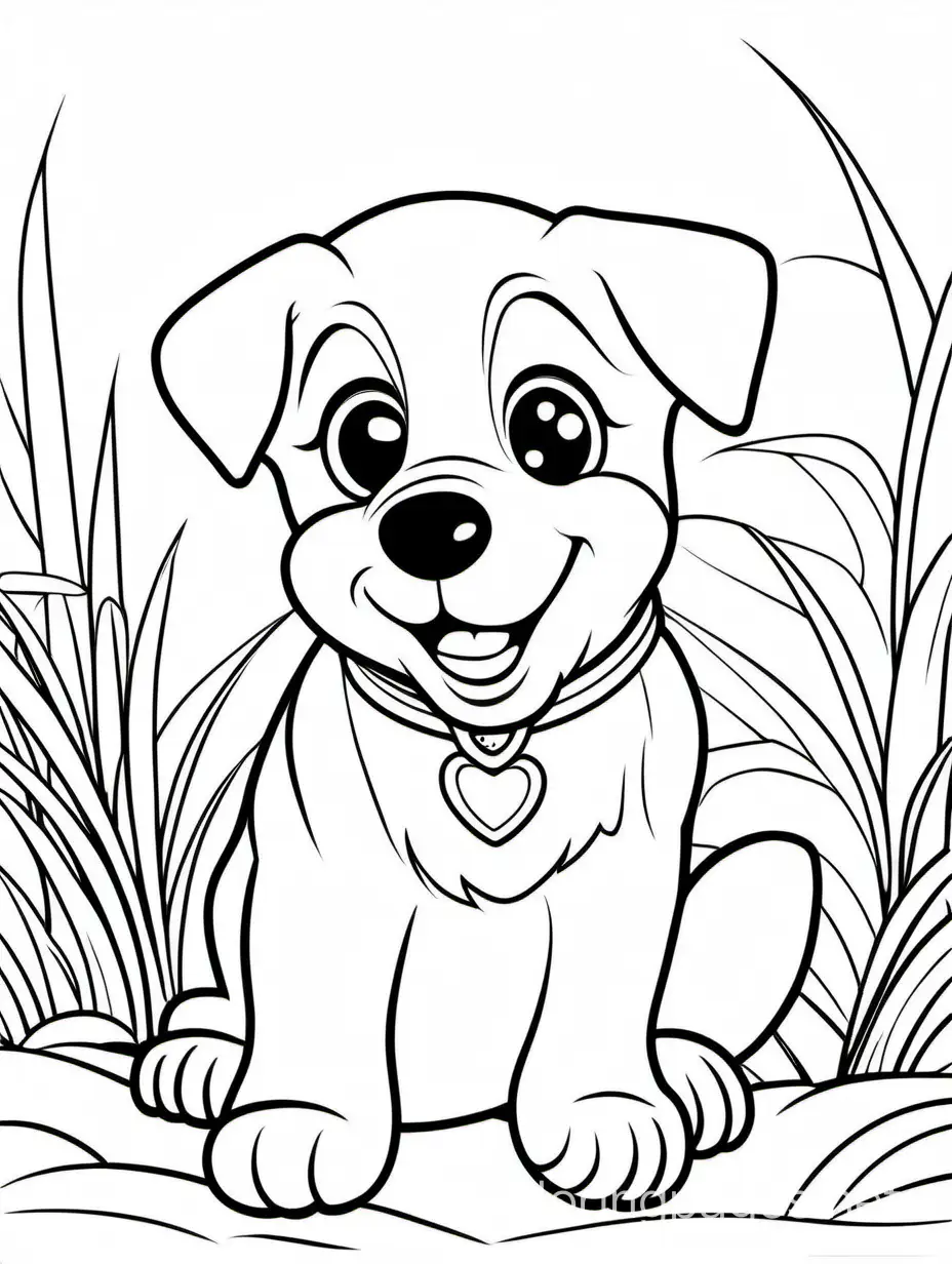 puppy playing
, white background , Coloring Page, black and white, line art, white background, Simplicity, Ample White Space. The background of the coloring page is plain white to make it easy for young children to color within the lines. The outlines of all the subjects are easy to distinguish, making it simple for kids to color without too much difficulty