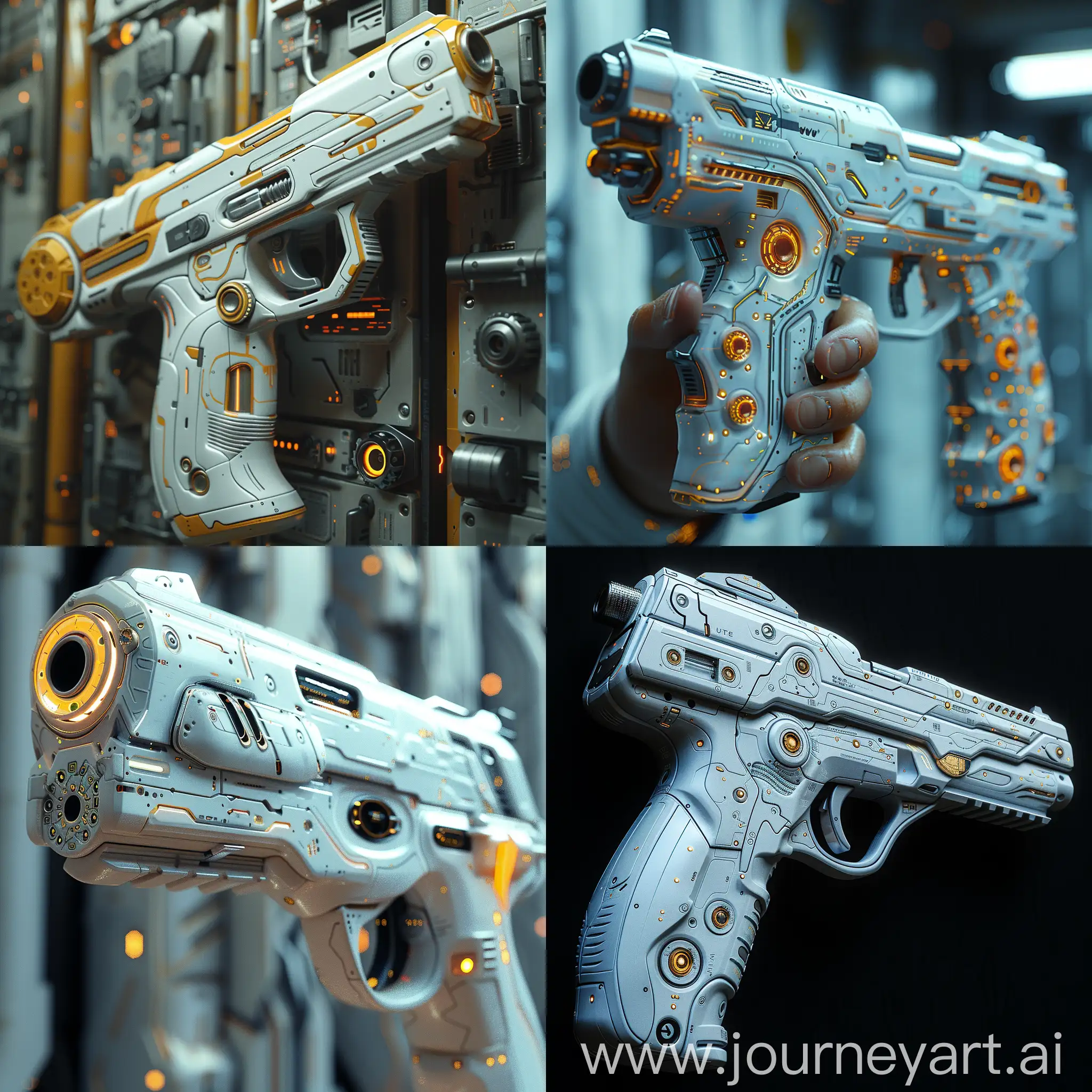 Futuristic pistol, futuristic style of high tech, futuristic style of sensors, octane render --stylize 1000 