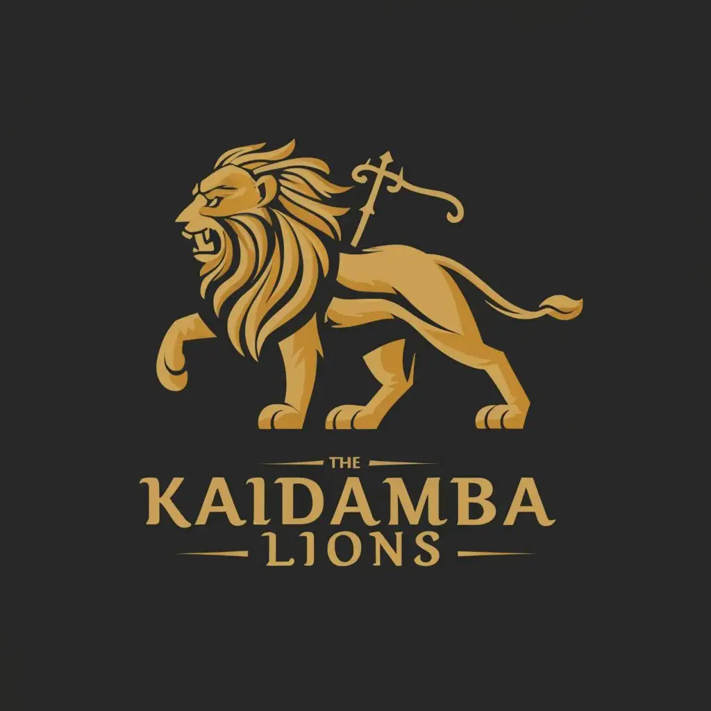 logo, HUNTING LION, with the text "KADAMBA LIONS", typography