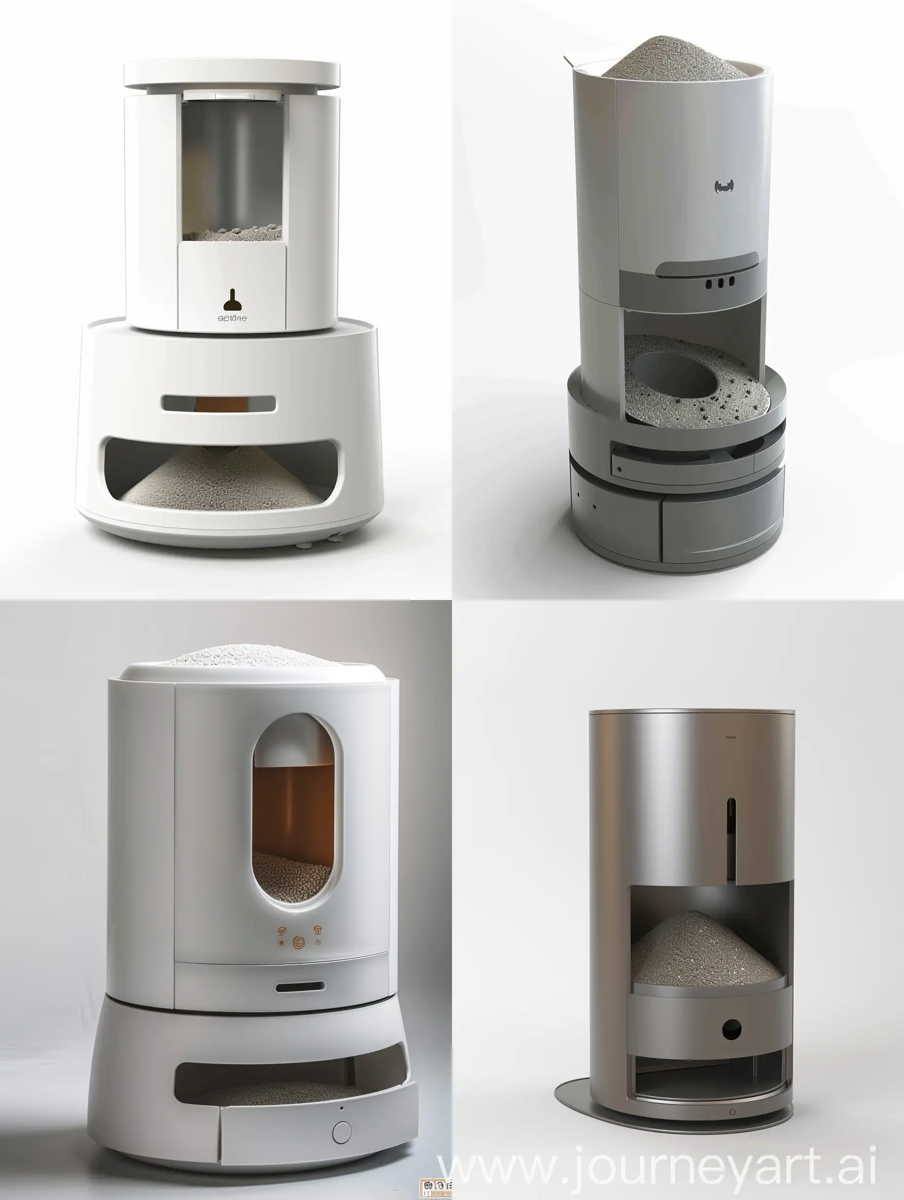 Sleek-Cylindrical-Automatic-Cat-Litter-with-Waste-Collection-Drawer