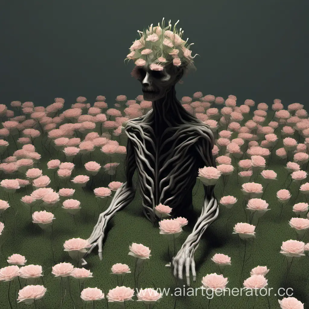 Flowerbed-Sculpture-Resembling-a-HumanLike-Living-Creature