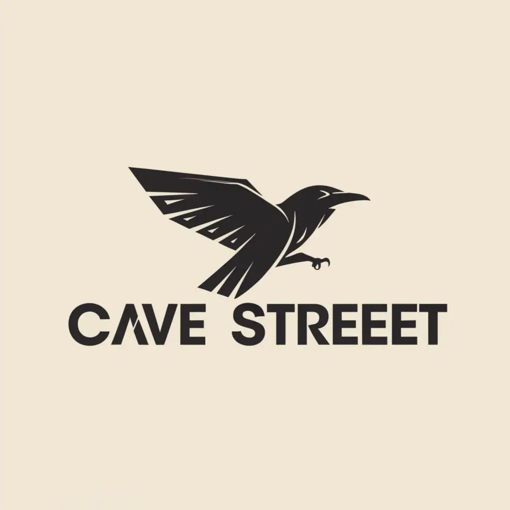 a logo design,with the text "CAVE STREET", main symbol:raven,Minimalistic,be used in Entertainment industry,clear background