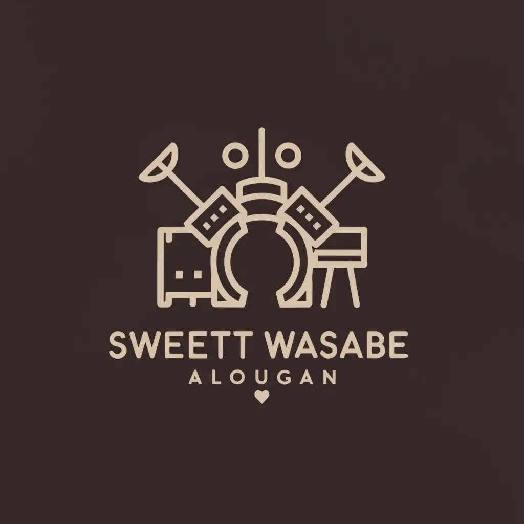 a logo design,with the text "Sweet wasabe", main symbol:Drumset, electric guitar, microphone,Moderate,be used in Events industry,clear background