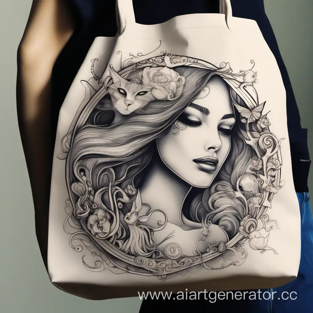 Enchanting-Magical-Illustration-on-Womens-Bag