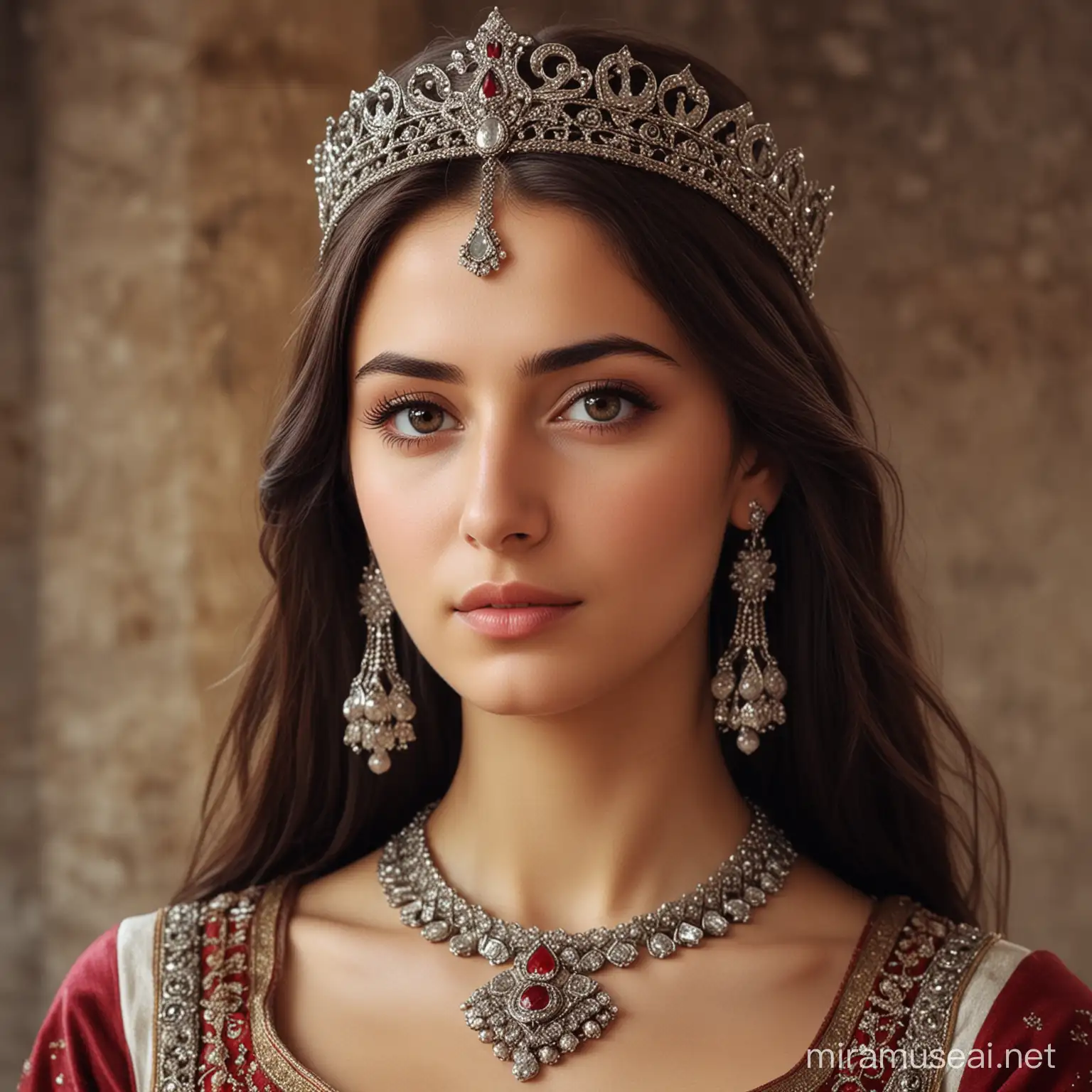 generate Nestani, She is very beautiful, she is princes from 12th century Georgia. she is thinking about her boyfriend