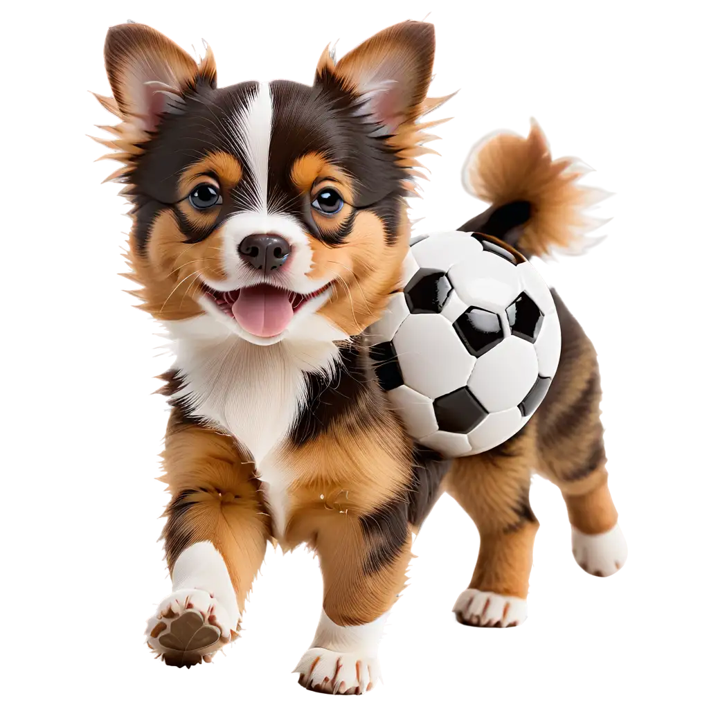 cute puppy playing soccer