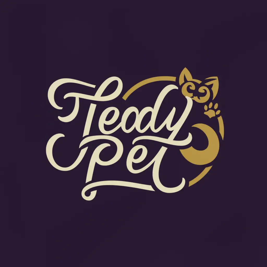 a logo design,with the text "Tedy Pet", main symbol:a cat,complex,be used in Animals Pets industry,clear background