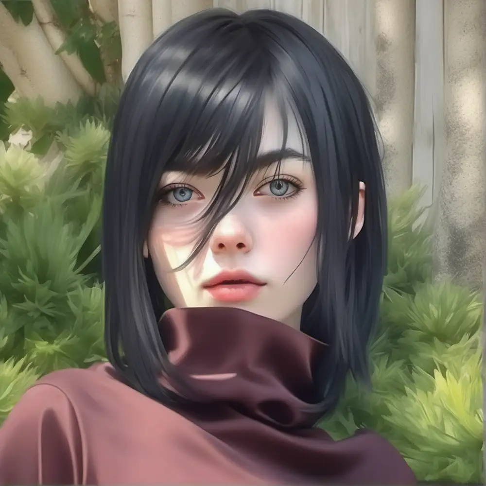 like real female, pale skin, gray eyes, shaggy black hair, equal as on image, hyper-realistic, photo-realistic