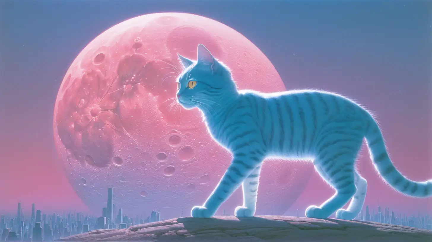 Ethereal Moon Cat Strobelit Chromatic Aberration
