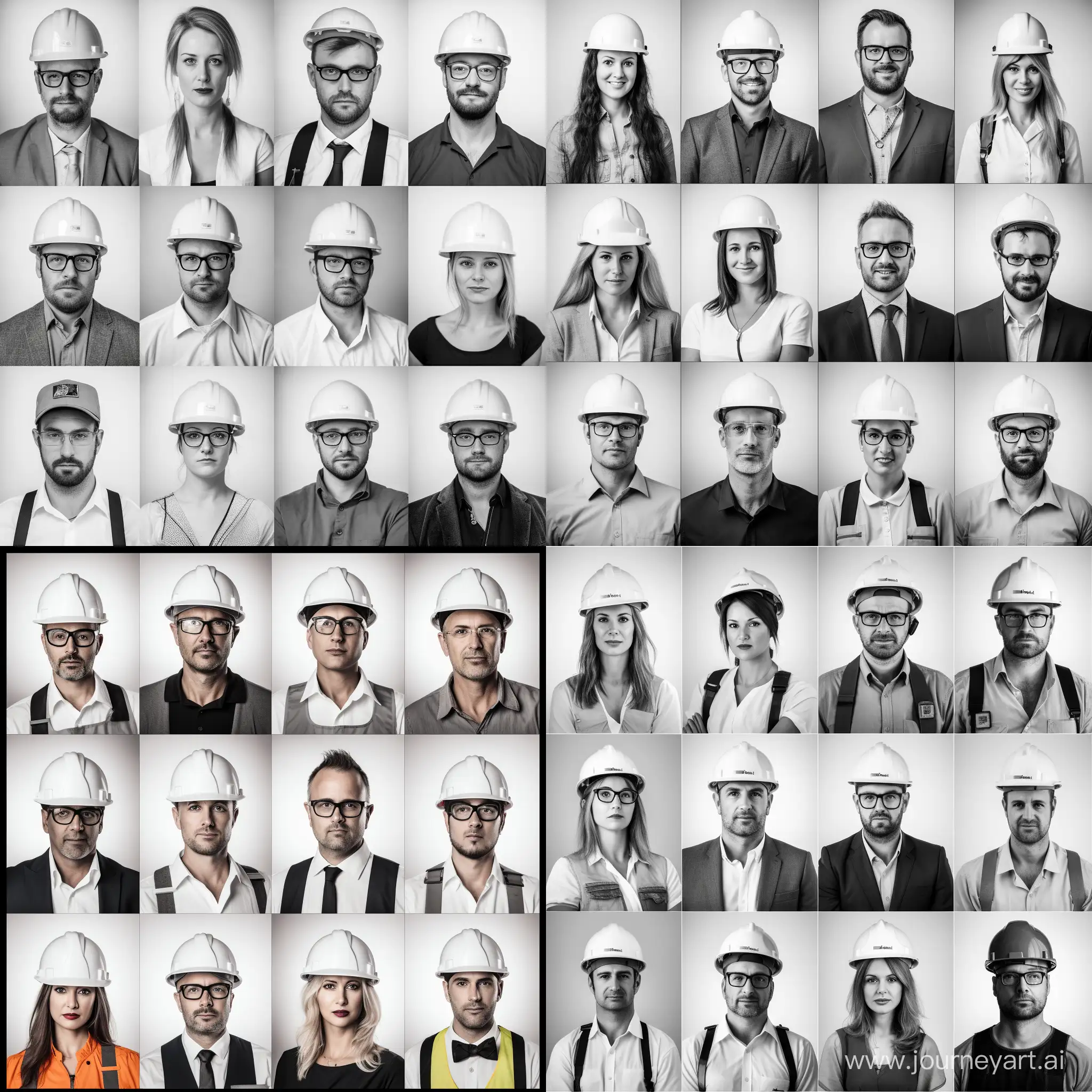Diverse-Construction-Company-Team-in-Monochrome-European-Professionals-in-Action