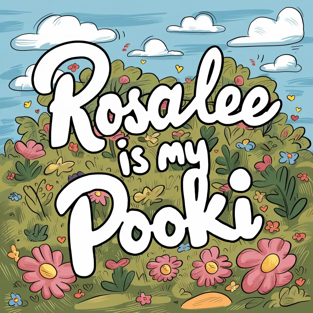 Generate a cute summer background that's says "Rosalee is my pooki"