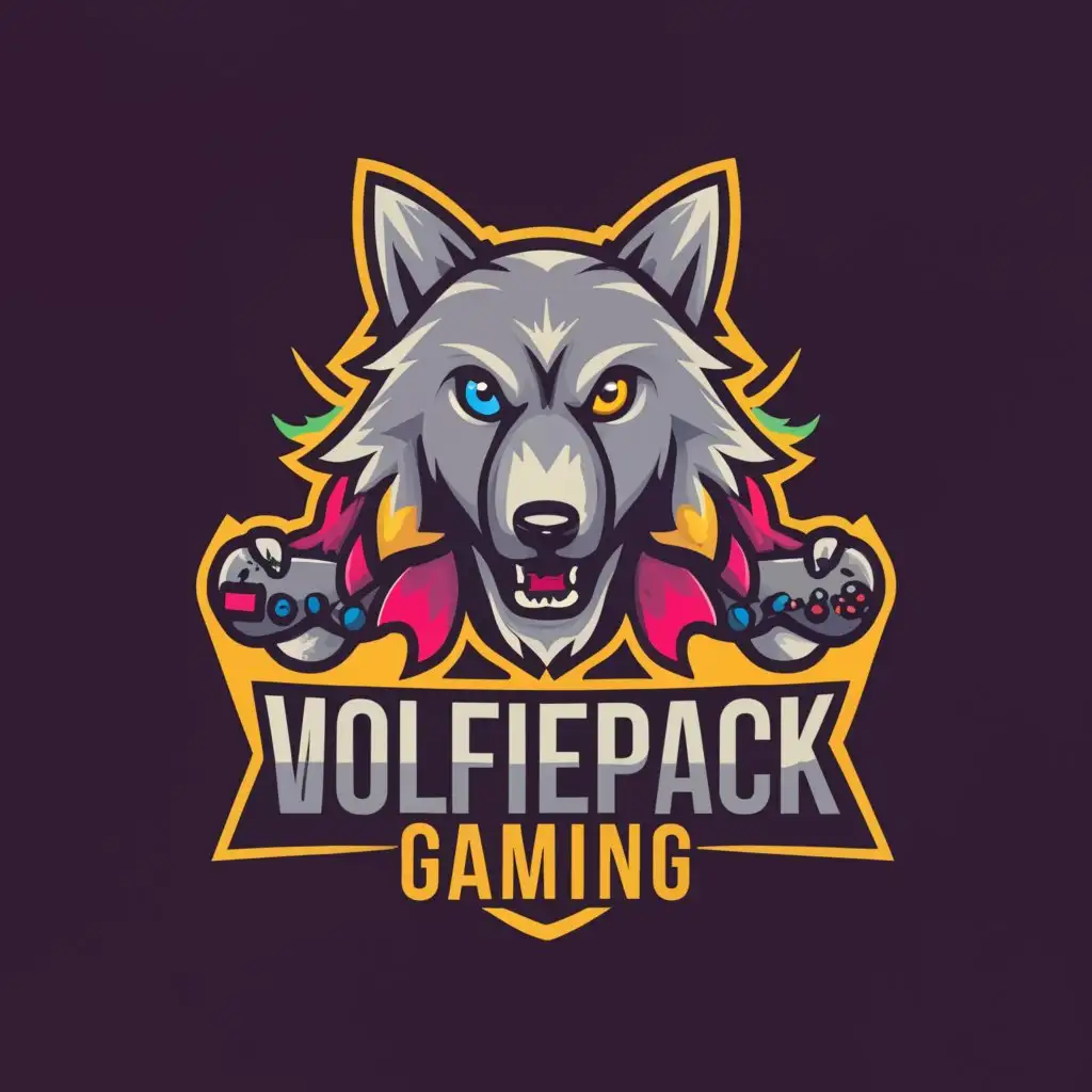 a logo design,with the text "wolfiepackgaming", main symbol:Wolf,Moderate,clear background