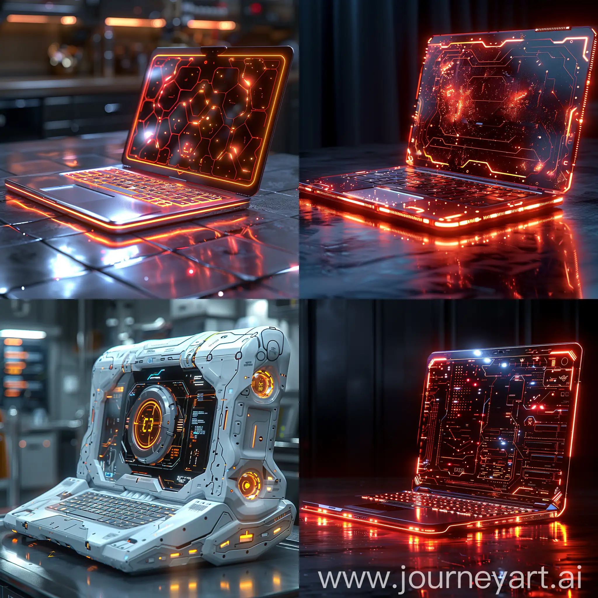 Futuristic laptop, futuristic style of high tech, low-carbon style, octane render --stylize 1000