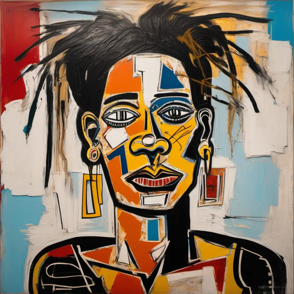 Vibrant BasquiatInspired Portrait of a Woman by Picasso and Buffet