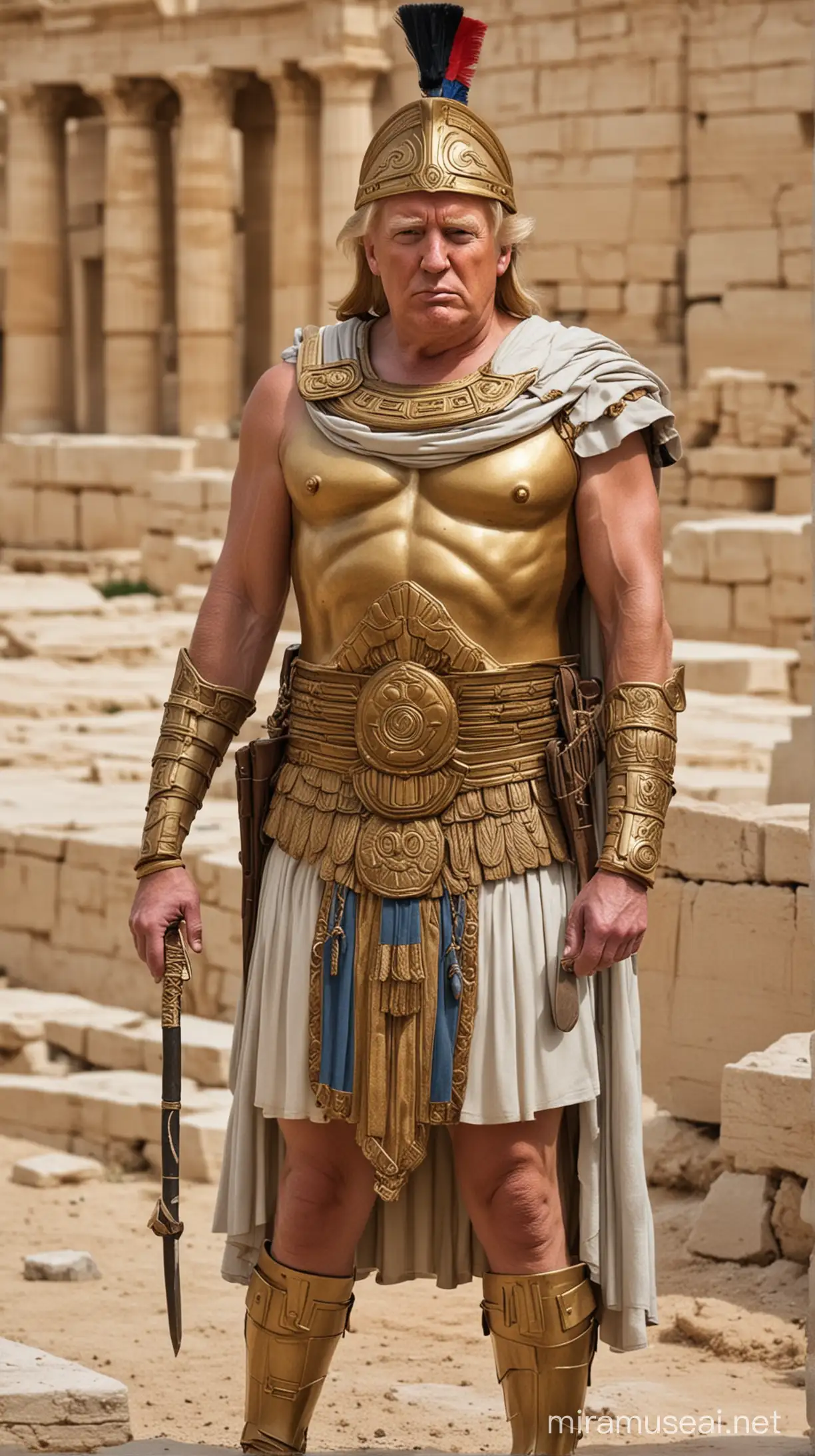 Donald Trump  dressed like Ancient Greece soldier