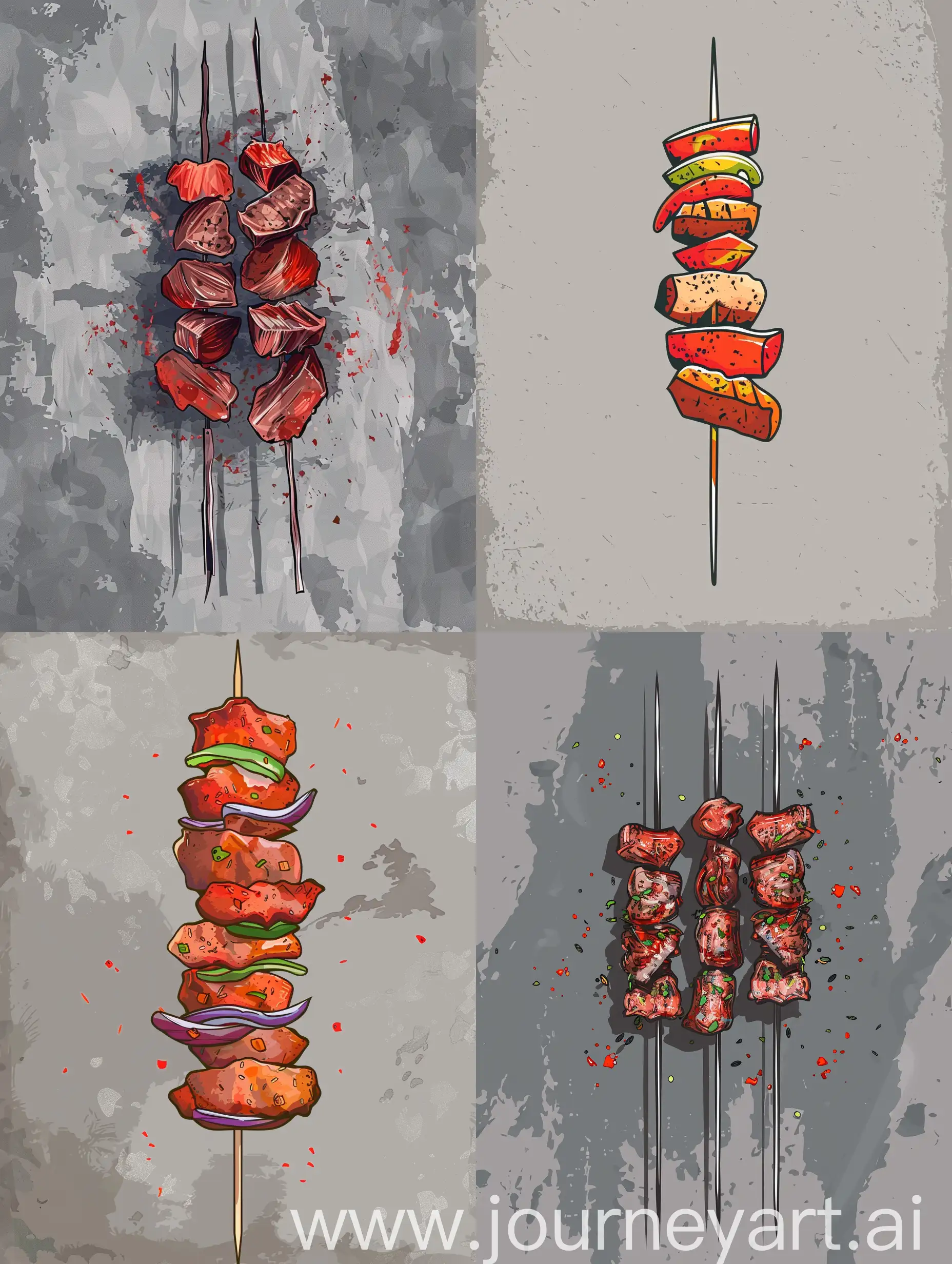 Shashlik-Barbecue-Skewers-on-Gray-Textured-Background