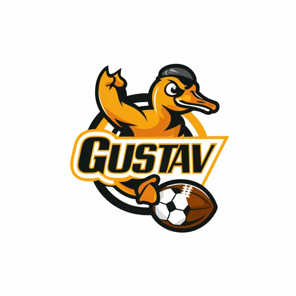 a logo design,with the text "GUSTAV", main symbol:Sports, Duck, photo, camera,complex,clear background