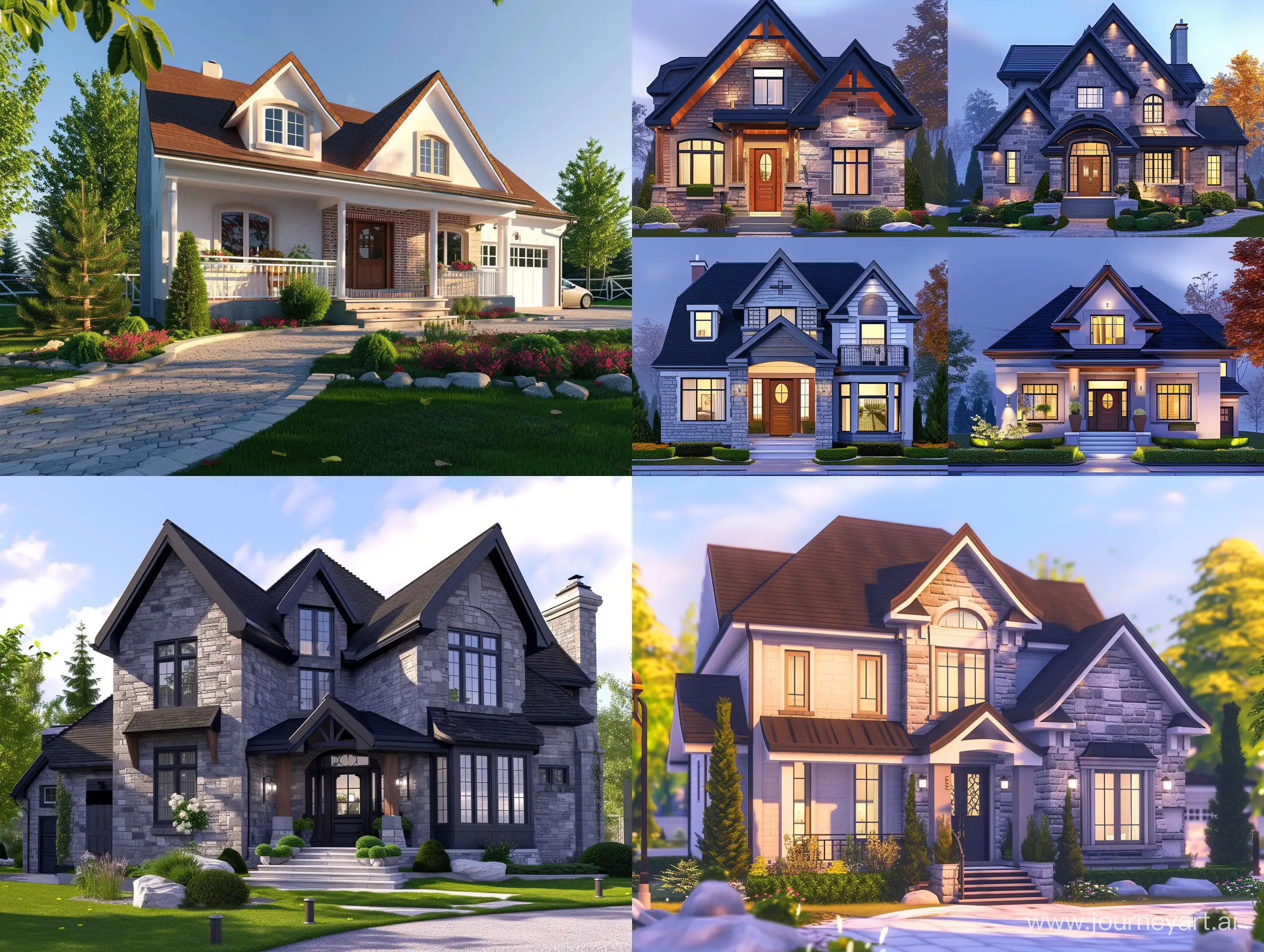Complete set of Canadian Houses in the Greater Montreal area with interiors and exteriors representing a true Canadian lifestyle in a beautiful comfortable environment