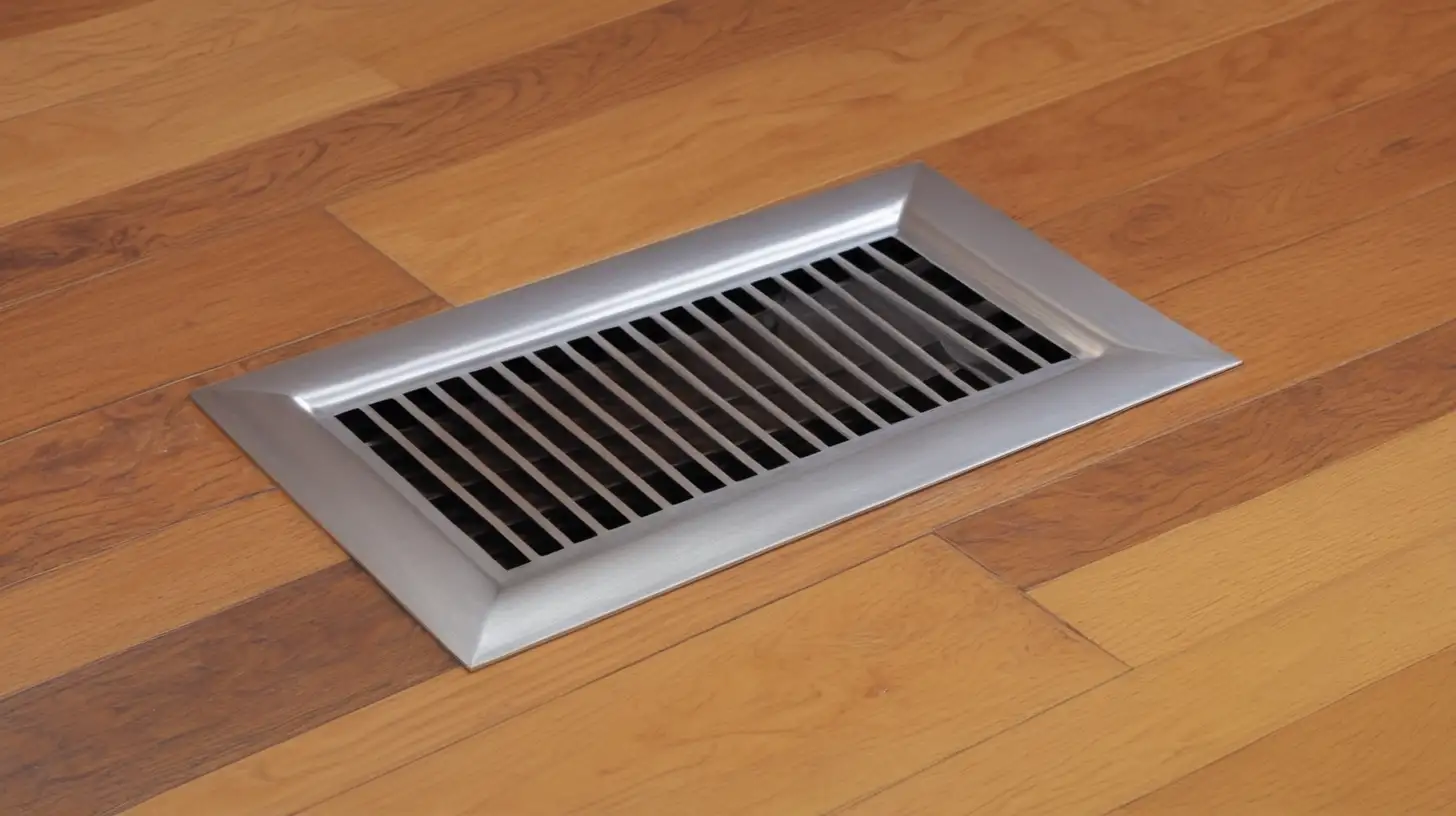 silver rectangular vent on on wood floor. clearer and brighter.