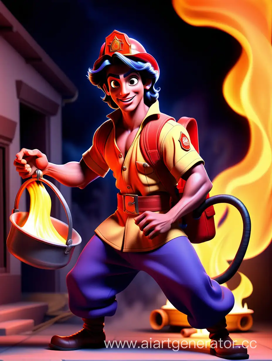 Aladdin-Firefighter-Costume-Extinguishing-Blaze