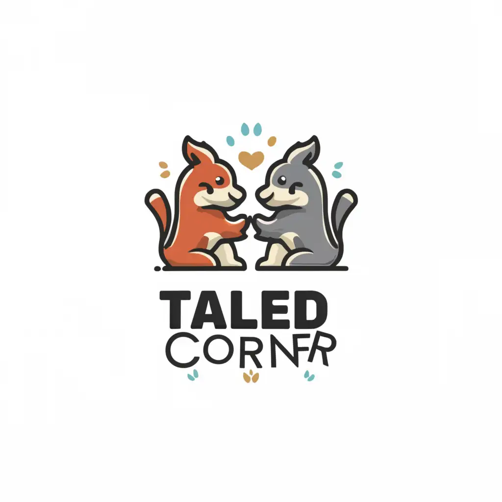 a logo design,with the text "tailed corner", main symbol:cat and dog,Moderate,be used in Animals Pets industry,clear background