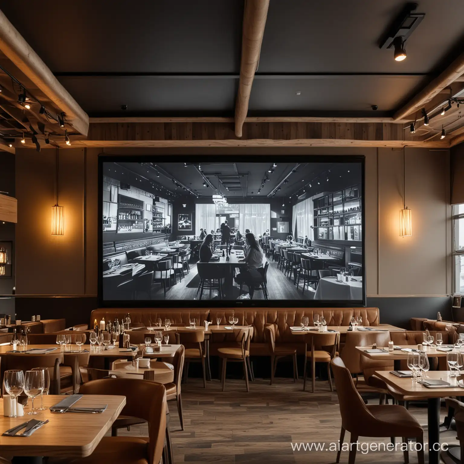 Modern-RestaurantThemed-Interior-with-Large-Screen-and-Comfortable-Amenities