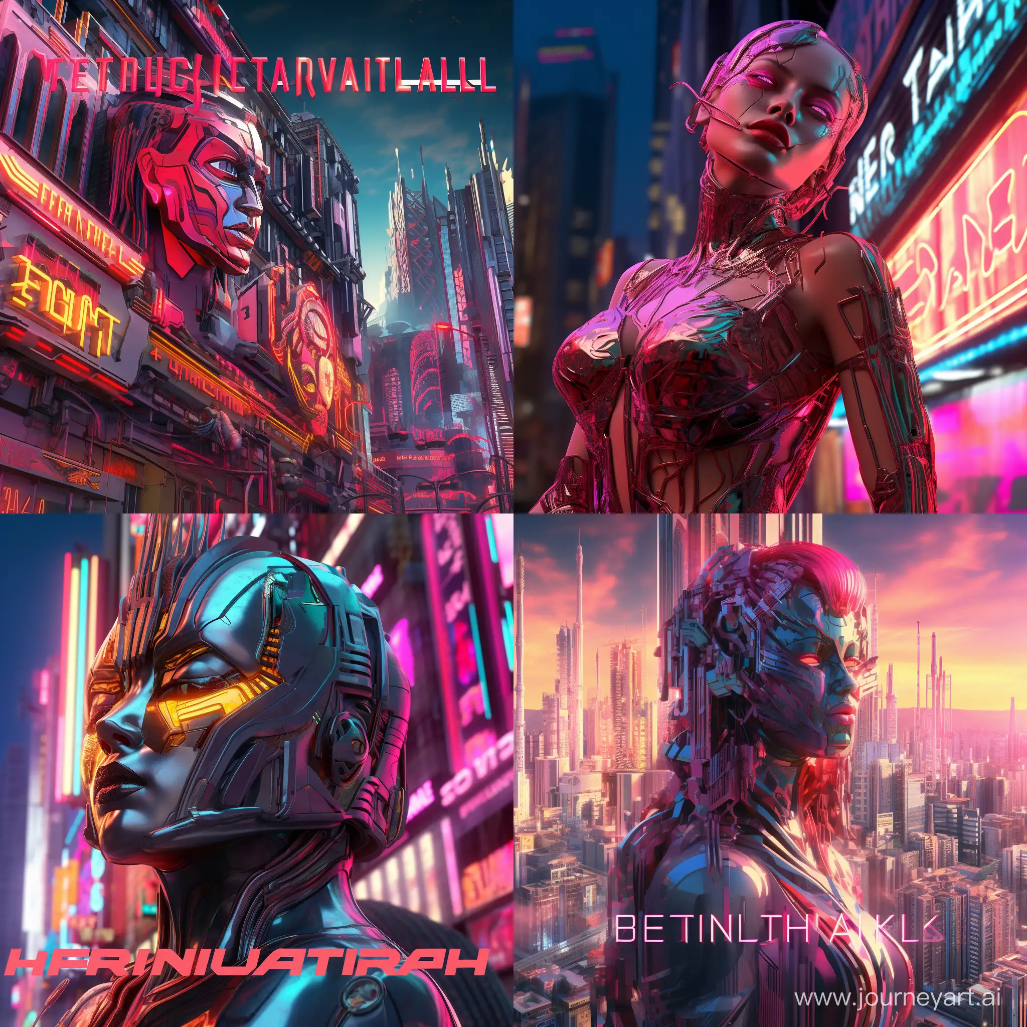 cover art for the track titled "beautiful" in cyberpunk style, 3d