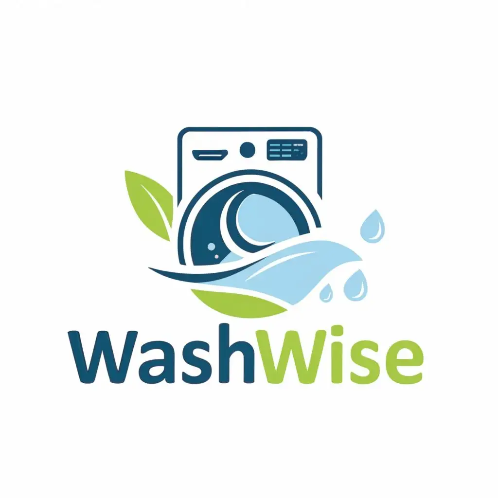 logo, washing machine, water, eco-style, with the text "WashWise", typography, be used in Home Family industry