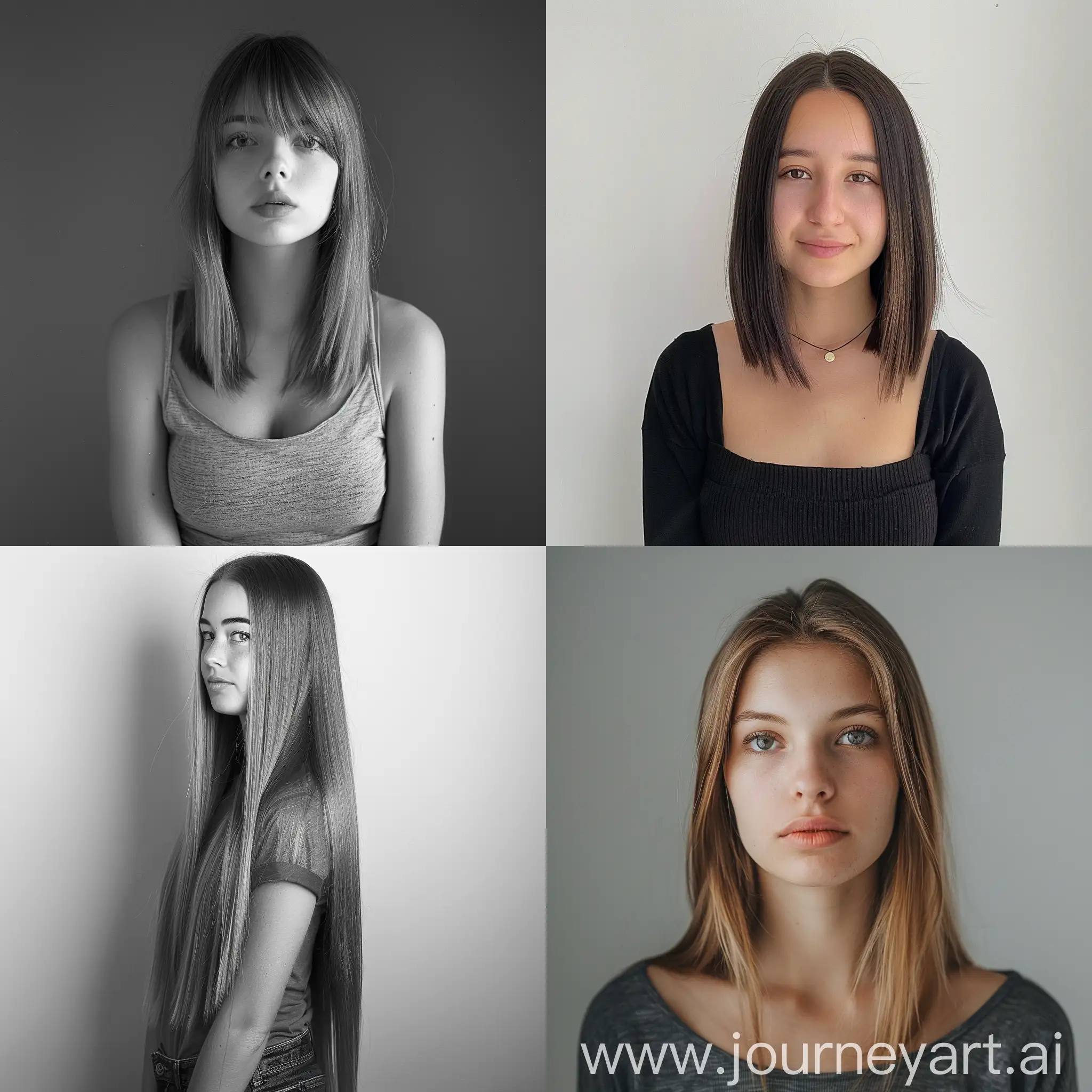 full length photo of a girl with straight hair