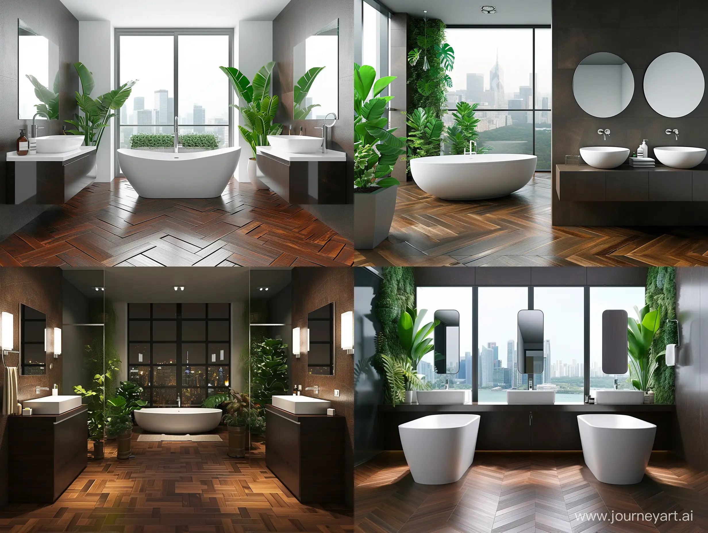 Minimalist-Modern-Bathroom-Interior-with-Double-Sinks-and-City-View