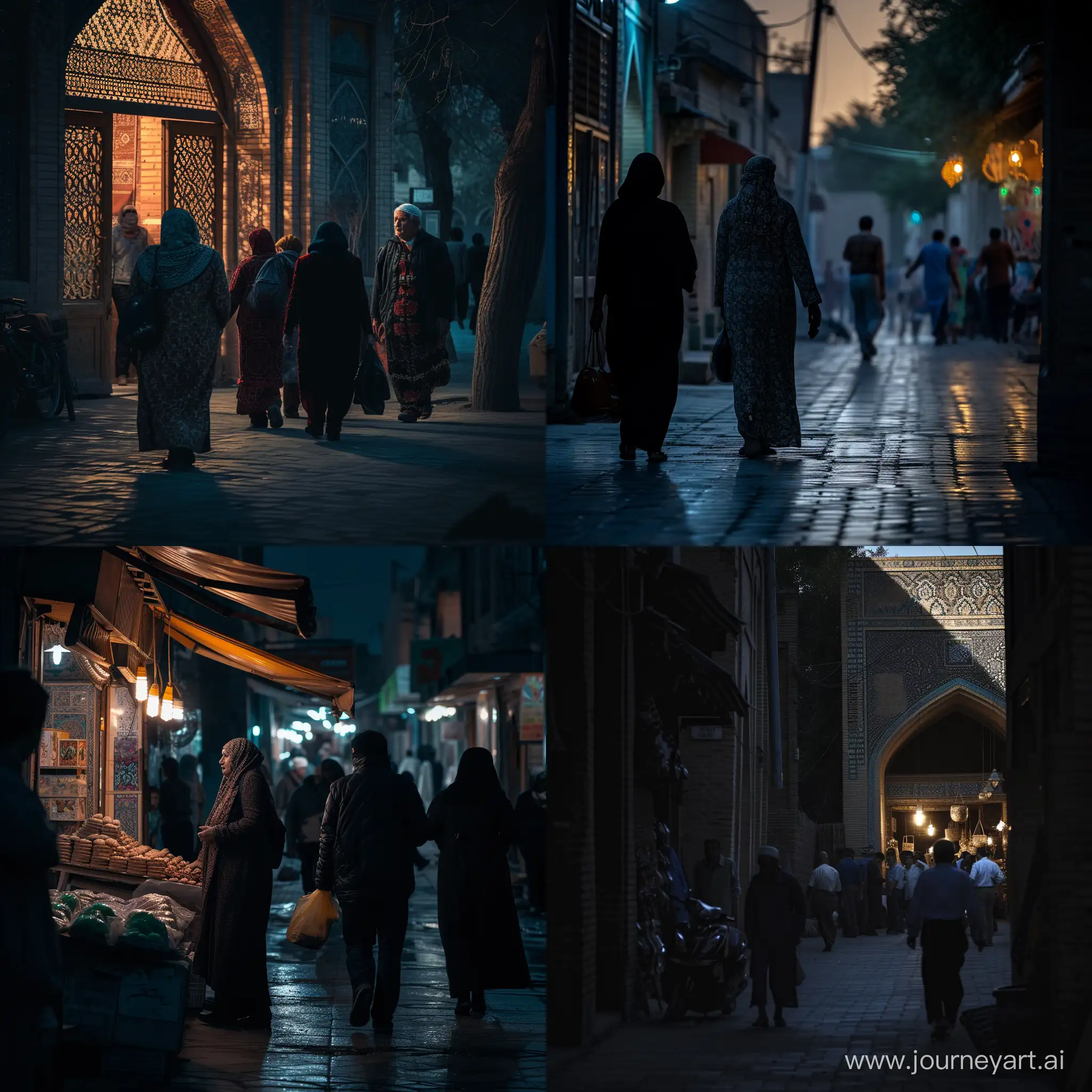 Vibrant-Street-Scene-in-Uzbekistan-Dark-Colors-and-Detailed-Impressions