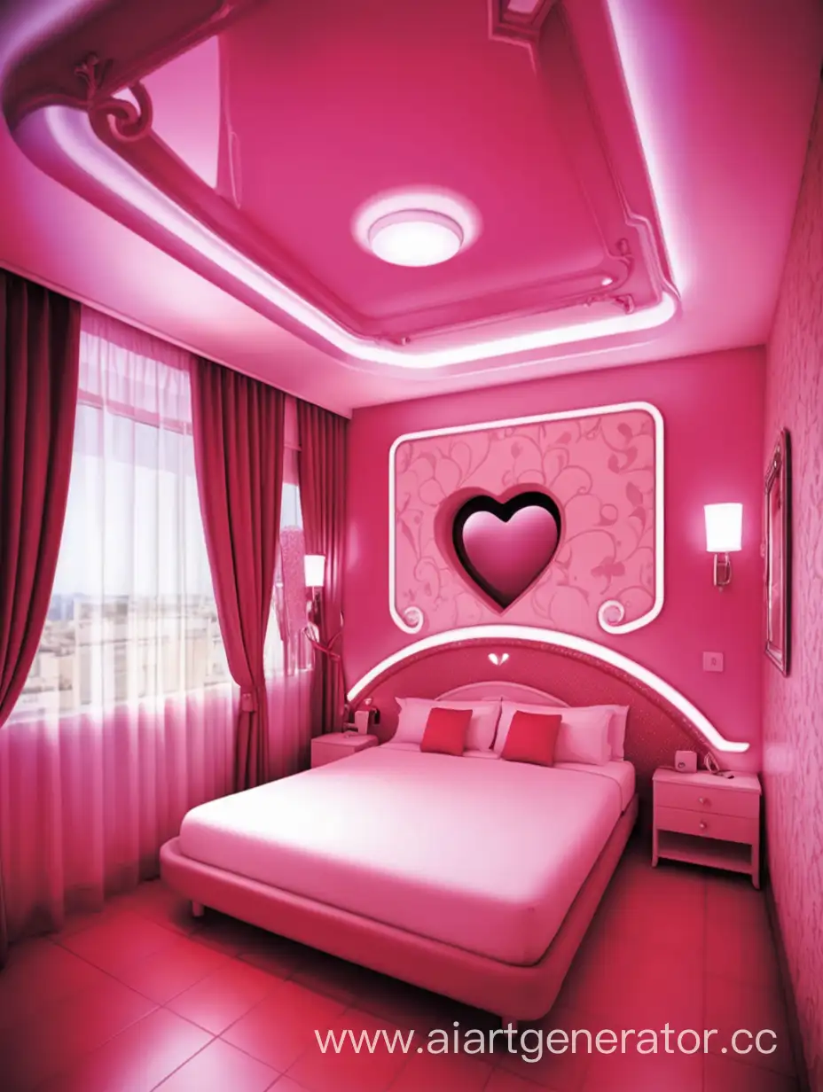 Intimate-Setting-Romantic-Love-Hotel-Room-with-Bright-Bed