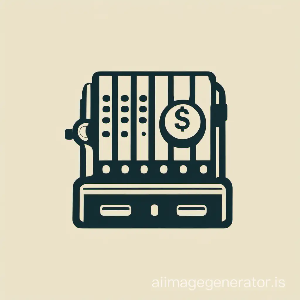 flat logo, theme: cash registers, cash register repair, sales equipment sales, minimalism, style, taste, modernity