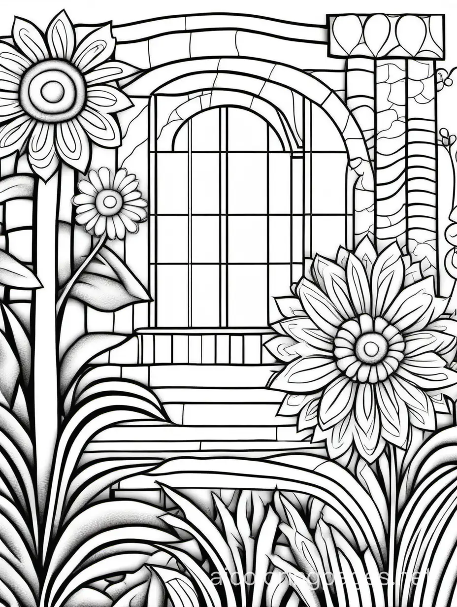 Cubist-Floral-Garden-Coloring-Page-for-Adults