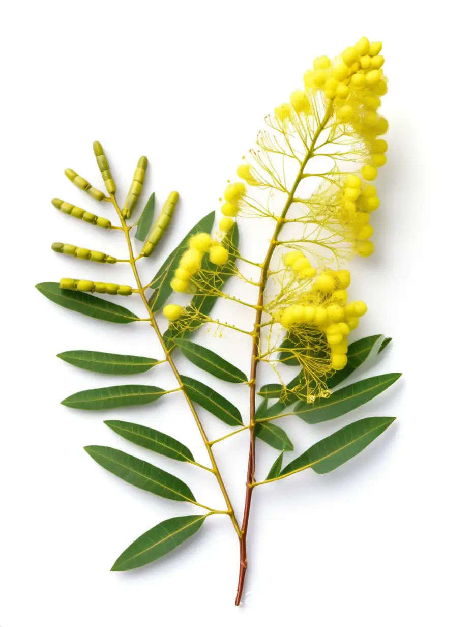 Botanical wild Acacia flower on white background